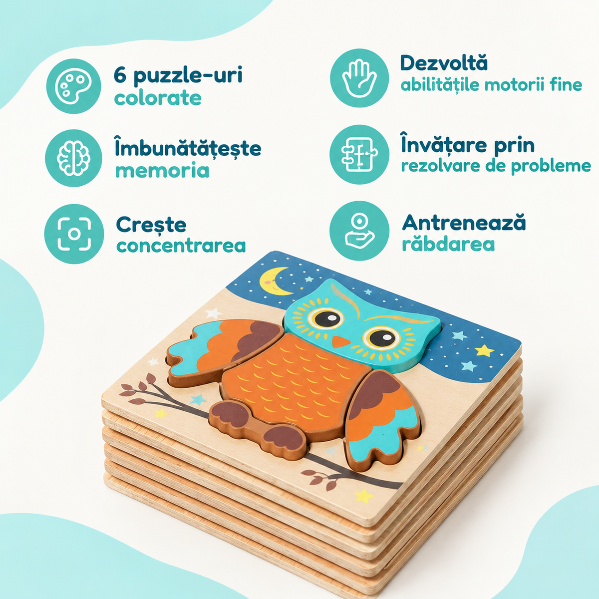 Puzzle-uri Montessori pentru Copii (6 Bucăți)